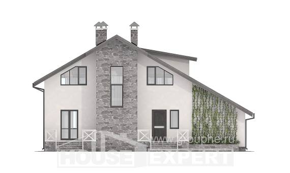 180-017-Л Проект двухэтажного дома мансардный этаж, гараж, простой дом из арболита, Сочи