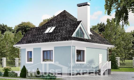 110-001-Л Проект двухэтажного дома с мансардным этажом, скромный домик из керамзитобетонных блоков Сочи, House Expert