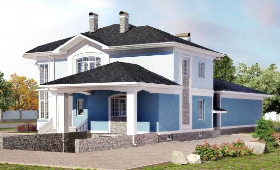 620-001-П Проект трехэтажного дома, гараж, классический домик из твинблока Сочи | Проекты домов от House Expert