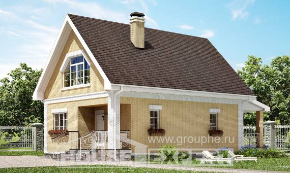 130-004-П Проект двухэтажного дома с мансардой, бюджетный коттедж из газосиликатных блоков, Сочи