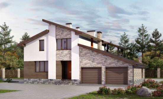 240-004-П Проект двухэтажного дома мансардой и гаражом, современный домик из газосиликатных блоков Сочи | Проекты домов от House Expert