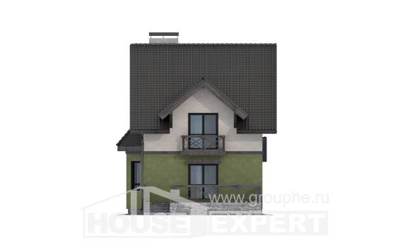 120-003-П Проект двухэтажного дома мансардой, скромный загородный дом из керамзитобетонных блоков, Сочи