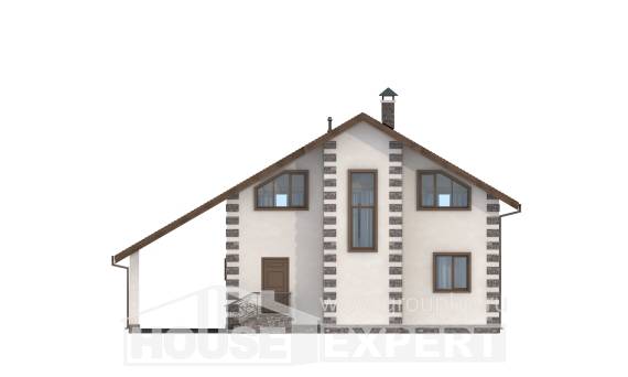 150-003-Л Проект двухэтажного дома мансардой и гаражом, экономичный коттедж из дерева, Сочи