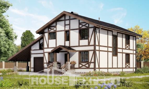 250-002-Л Проект двухэтажного дома мансардный этаж, гараж, классический домик из кирпича Сочи, House Expert