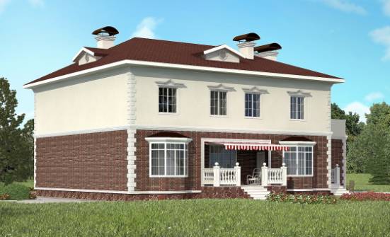 380-001-Л Проект двухэтажного дома и гаражом, классический загородный дом из кирпича, Сочи