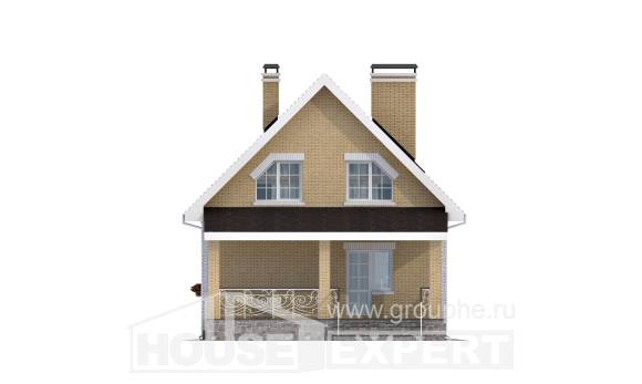 130-004-П Проект двухэтажного дома мансардный этаж, простой загородный дом из керамзитобетонных блоков Сочи, House Expert