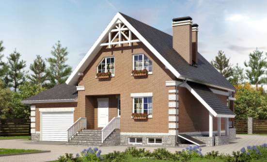 200-009-Л Проект трехэтажного дома мансардой, гараж, классический домик из твинблока Сочи | Проекты домов от House Expert