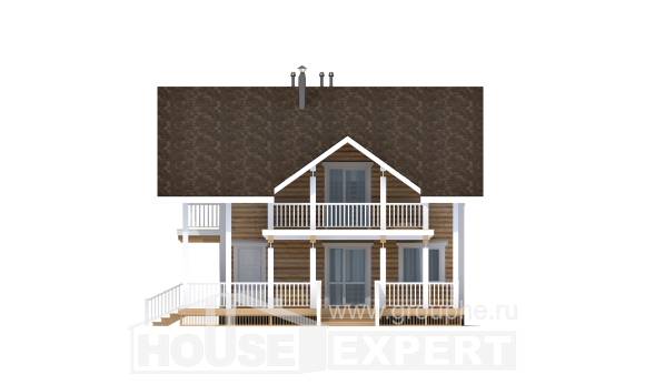 130-001-П Проект двухэтажного дома мансардой, компактный загородный дом из дерева, Сочи