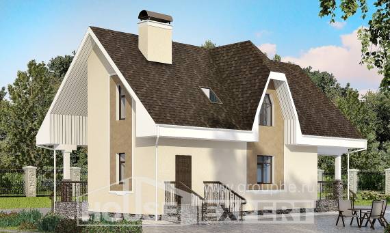 125-001-Л Проект двухэтажного дома с мансардным этажом, уютный домик из газосиликатных блоков Сочи, House Expert