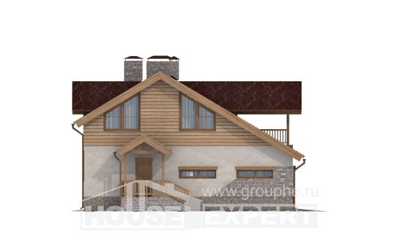 165-002-П Проект двухэтажного дома мансардный этаж, гараж, современный домик из газосиликатных блоков Сочи, House Expert