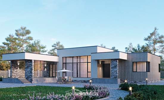 175-001-Л Проект одноэтажного дома, современный домик из арболита Сочи | Проекты домов от House Expert