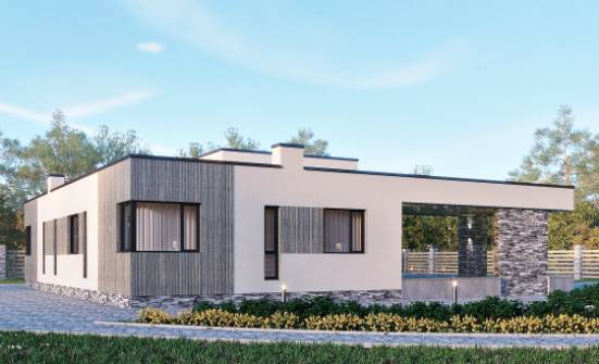 175-001-Л Проект одноэтажного дома, современный домик из арболита Сочи | Проекты одноэтажных домов от House Expert