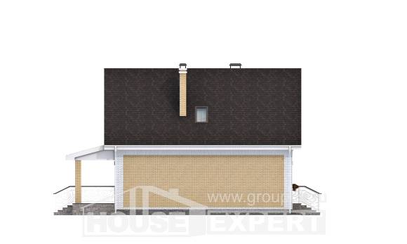 130-004-П Проект двухэтажного дома мансардой, недорогой загородный дом из арболита, Сочи